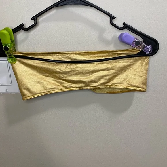 AMERICAN APPAREL, gold bandeau top, size L - Picture 3 of 4